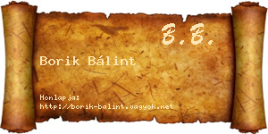 Borik Bálint névjegykártya